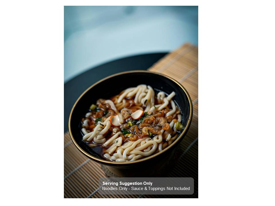 Udon noodle dish serving presentation